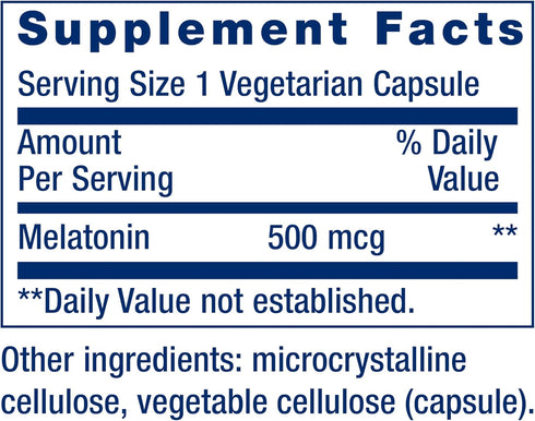 Life Extension Melatonin, 500 mcg – 200 Capsules, Low Dose, Non-GMO, Gluten-Free, Vegetarian for Sleep