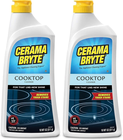 Cerama Bryte Cooktop and Stove Top Cleaner for Glass-Ceramic Surfaces, 18 Ounces, 2 Pack