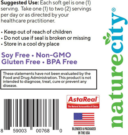 True-Asta AstaReal Natural Astaxanthin Supplements, 6mg, Joint Muscle Skin Eye Support, 30 Soft Gels