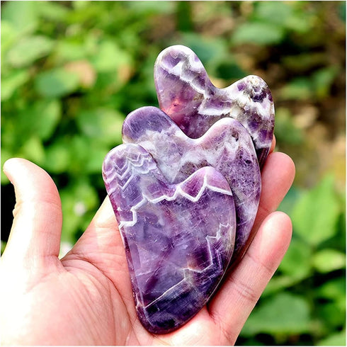 MESKEL Set 1 Amethyst Rough Stone Face Care Massage Tool Amethyst Roller Gua Sha Massage Natural Crystal Jade Massager