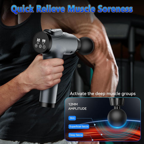 Muscle Massage Gun for Athletes - Handheld Electric Deep Tissue Back Massager with 30 Speed Levels