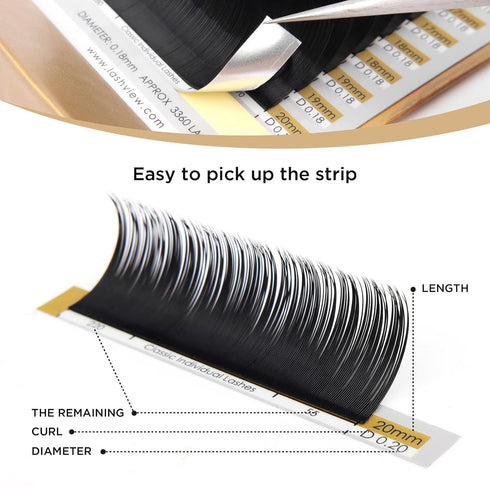 LASHVIEW C Curl Eyelash Extensions, 8-15mm Mixed 0.15 Classic Lashes, Professional Lash Trays