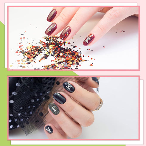 Maitys 104 Pieces Letter Nail Studs 3D Capital Charms and Rhinestone Nail Decals for Women DIY Art