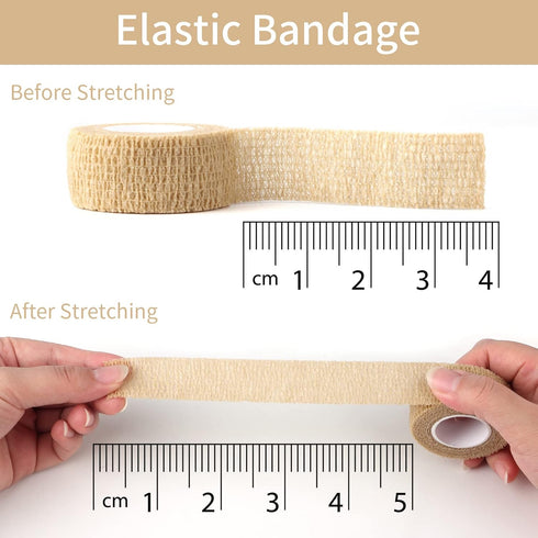 1 Inch Wide Skin Colour Elastic Self-Adhesive Bandage Tape - Wrap for Sprains & Swelling