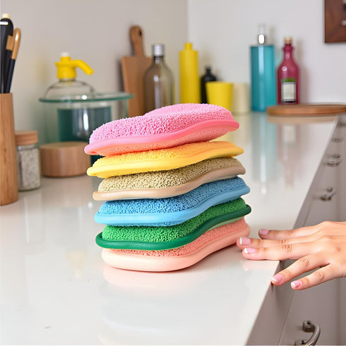 wmm Packaging (6pcs) Multipurpose Kitchen Scrub Sponges, Heavy Duty Cleaning Non-Scratch Scrub Sponge, Reusable