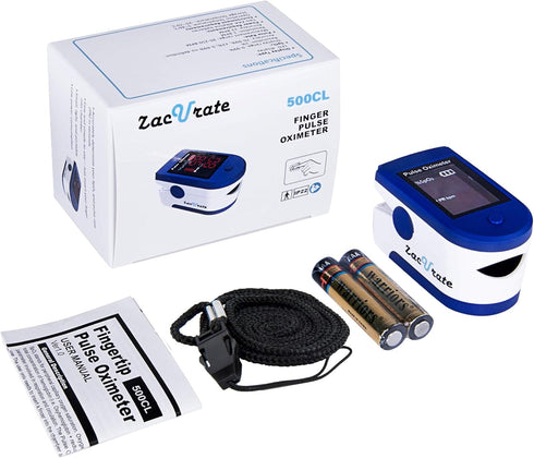 Zacurate Fingertip Pulse Oximeter - Blood Oxygen Saturation Monitor with Batteries and Lanyard (Sapphire Blue)