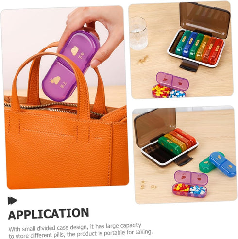 PERSELOSO 7-Day Weekly Pill Organizer Portable Medicine Case with Colorful Compartments, Travel Medicine Organizer