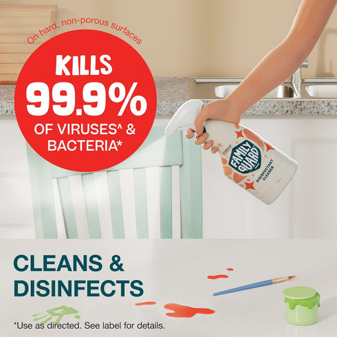 Family Guard Disinfectant Spray: Antibacterial Multi-Surface Cleaner, Citrus Scent, 32 oz (Pack of 1)