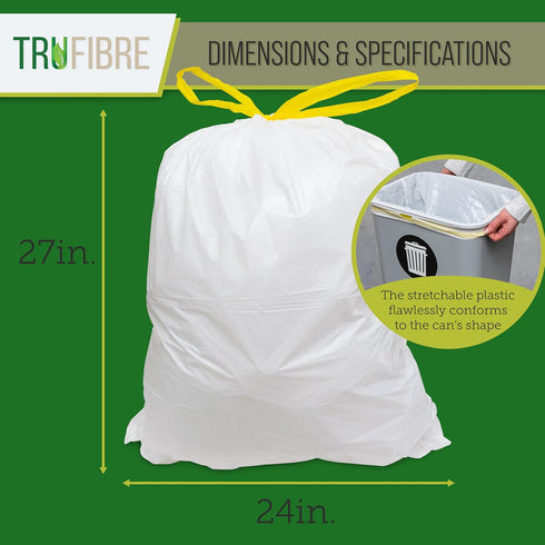 13 Gallon Heavy Duty Trash Bags, 100 Count, White Unscented Tall Drawstring Kitchen Garbage Bags