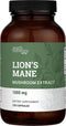 Organic Lions Mane Supplement 1000mg - 120 Capsules, 2-Month Supply for Focus, Memory & Nootropics Brain Support