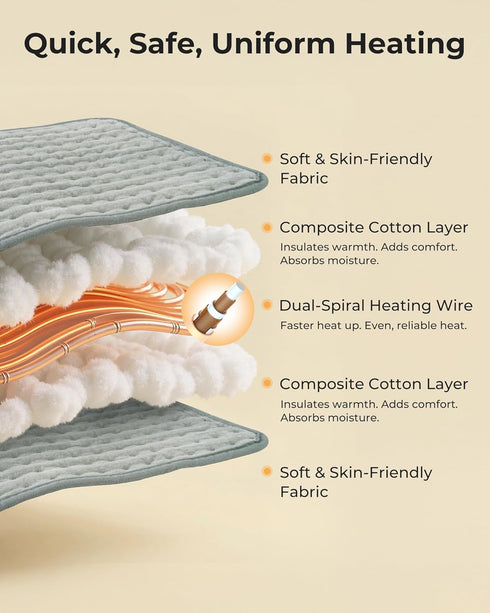 purella 6 4 Settings, Therapy,12x24 Inch Heating Pad for Back Pain Relief and Period Cramps, Portable Heating Pad
