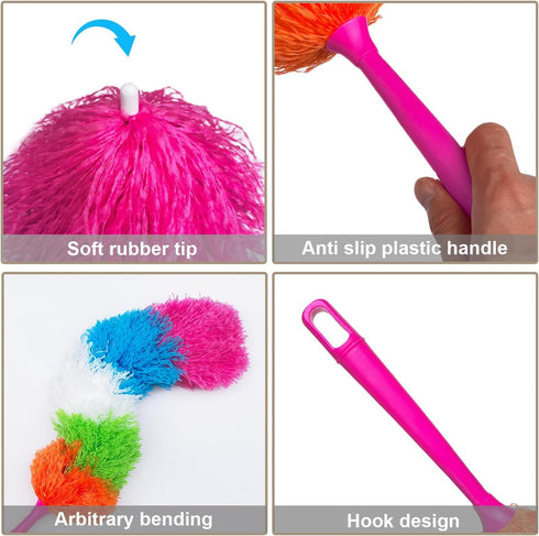 2 Pack 22-Inch Rainbow Reusable Microfiber Dusters, Bendable Washable Feather Duster for Home, Office, Car Cleaning