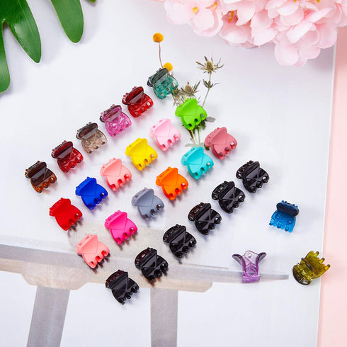 WILLBOND 100 Pieces Mini Hair Claw Clip, Colorful Plastic Hair Clamps with Box Container for Women Styling Accessories