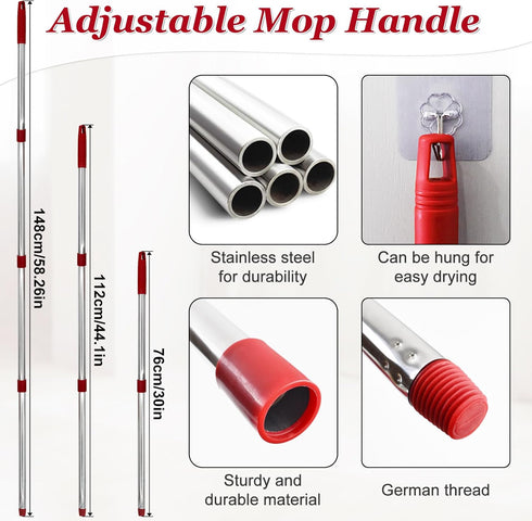 Set 2-Tank Set Spin Mop Handle,Mop Heads Replacements,Scrubber Mop Head and Mop Base Combo Compatible with Ocedar