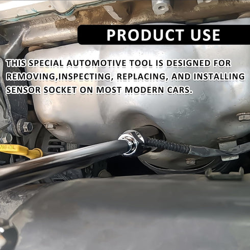 Vrasly 3pcs O2 Set, Offset O2 7/8" (22mm) 3/8" 1/2" Oxygen Sensor Socket, Automotive Oxygen Sensor Socket Sensor Switch