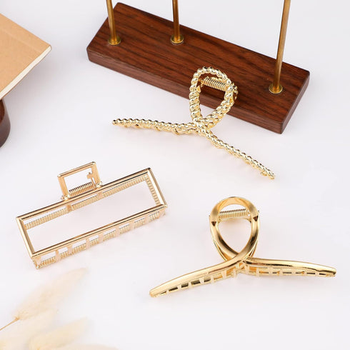 Mehayi 3 PCS Metal Large Claw Clips for Thick Hair, Strong Hold Non-Slip Barrette Jaw Clamp