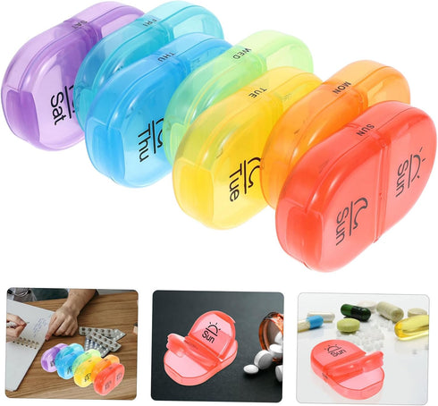 KALLORY Portable Weekly Medicine Organizer Tight Seal Travel-Friendly Pill Case for Vitamins and Medication Compact