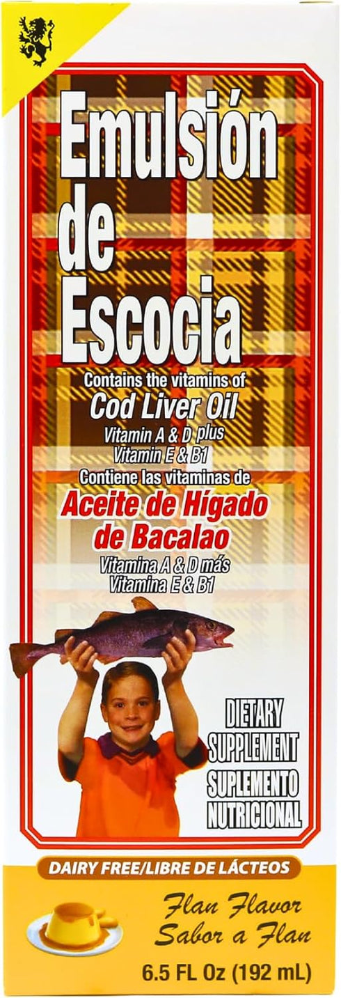 Flan Flavor Cod Liver Oil - 1-Pack (6.5 Fl Oz) for Immune, Bone, and Eye Health, Great Taste