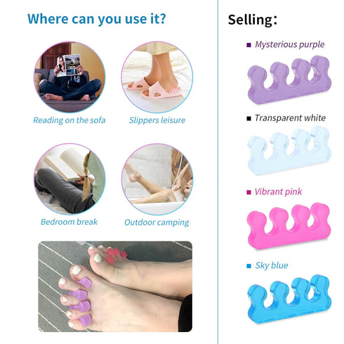 SUNFATT Toe Separators for Women, Washable Soft Gel Spacers for Nail Polish Application, Pedicure Tools