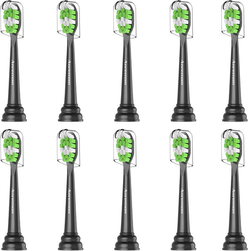 Aoremon Toothbrush Replacement Heads (10 Pcs) for Philips Sonicare Click-on Electric Toothbrush, Black