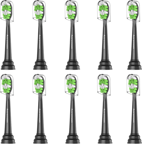 Aoremon Toothbrush Replacement Heads (10 Pcs) for Philips Sonicare Click-on Electric Toothbrush, Black