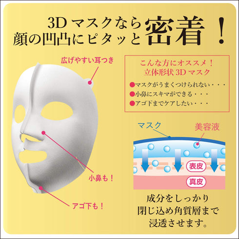 KRACIE Hadabisei Super Moisturizing 3D Facial Mask - Brightening Sheets, 4 Count