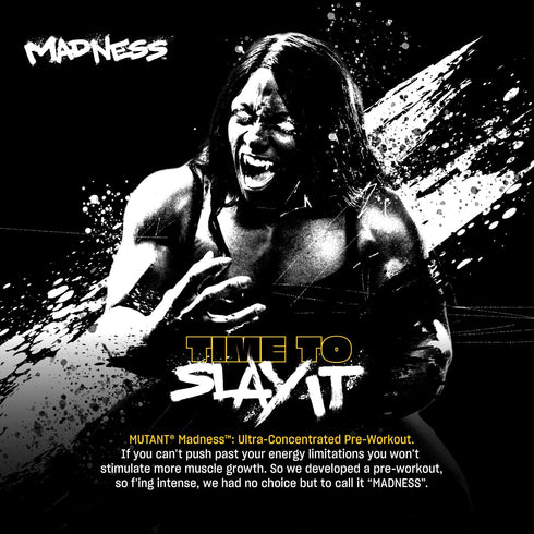 Mutant Madness Pre Workout Powder Supplement - Performance and Pump Blend, 30 Servings, Blue Raspberry