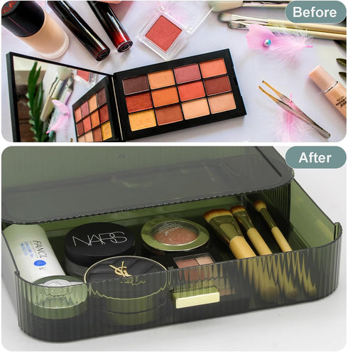 Makeup Organizer Drawers Stackable, Bathroom Vanity Organizers for Cosmetics, Skincare, Lipsticks, Nail Care (Green, 1