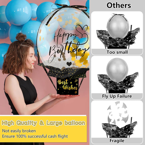 Set, UQM Upgraded Birthday Money Box for Cash Gift Pull, Funny Pull Money Balloon Box Happy Birthday Surprise Birthday