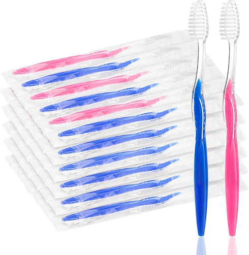 200 pcs Prepasted Disposable Toothbrushes Bulk, Individually Wrapped Pre Pasted Soft Bristle Tooth Brush Set for Travel