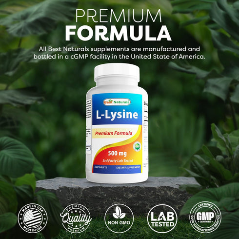 Best Naturals L-Lysine 500 mg, 250 Tablets