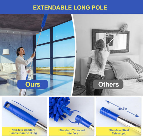Dusters for Cleaning, Newliton Microfiber Ceiling Fan Cobweb Duster with Extension Pole