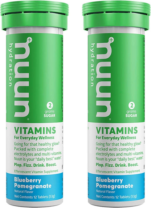 Nuun Vitamins Blueberry Pomegranate Hydration Supplement (2 Tubes of 12 Tabs)