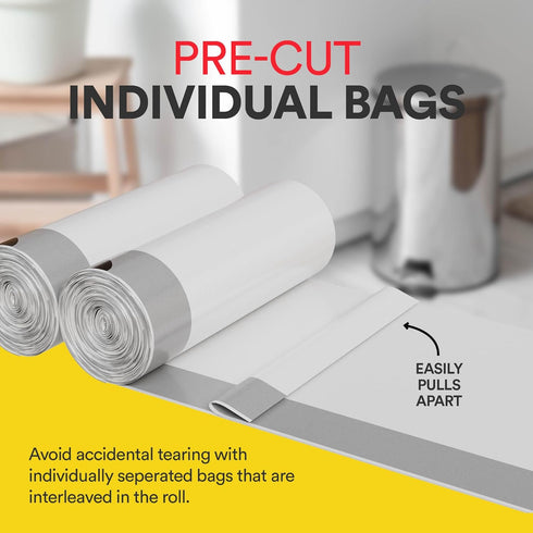 Small Trash Bags 4 Gallon Drawstring - 57 White Unscented Garbage Bags | Plastic Trash Can Liners for Bathroom Cleaning