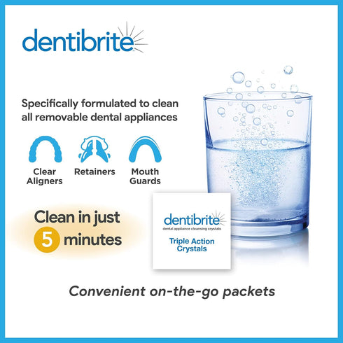Crystals Cleaner for Removable Dental Appliances - 30ct - Invisalign Aligners, Retainers, Guards, Dentures,
