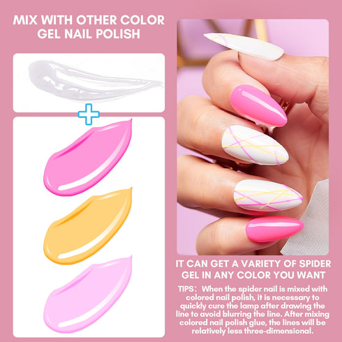 Makartt 3D Clear Spider Gel for Nail Art, Elastic Gel Nail Paint for Drawing, Soak Off UV LED Gel Polish for DIY Nail