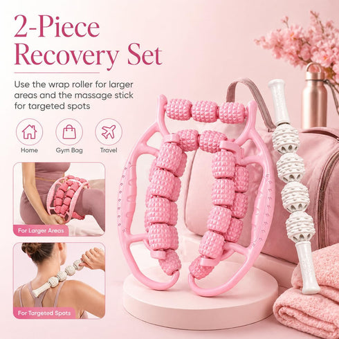 Qianlotushan 29 3D Upgraded Leg Roller Massager, Open-Side Muscle Roller with Textured Rollers, Ergonomic Rolling