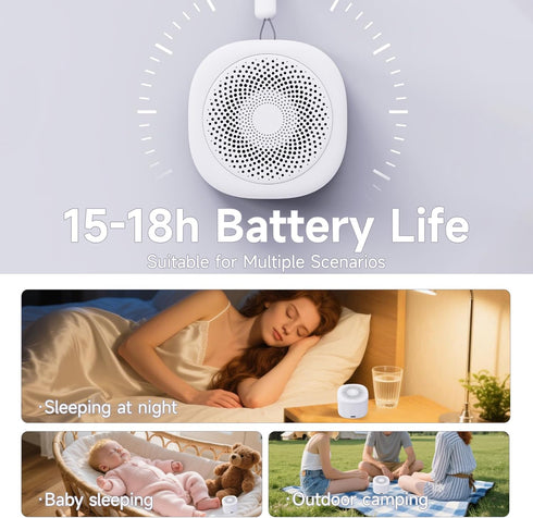 Sleep,10 7 3 Settings, 15-18 White Noise Machine for Soothing Sounds, Night Light Colors, Timer Portable Sound Machine