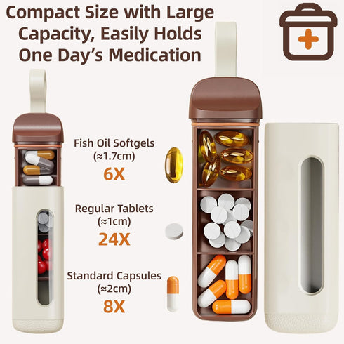 WMuxvia 3 Mini Travel Pill Case Compartment, Airtight Food Grade ABS Pill Organizer, Portable Daily Pill Box