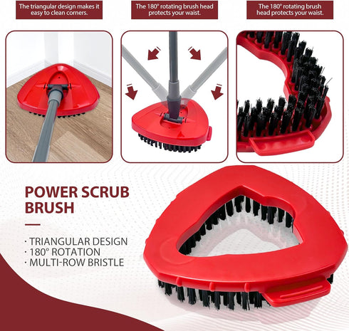 Spin Mop Scrub Brush Head, Triangle Stiff Bristle Scrubber Mop Head for Bathroom, Kitchen, Bathtub, Tile and Floors