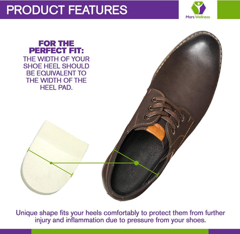 4 Pairs Foam Heel Cushion Pad 1/2" Non Adhesive - Foot Pain Relief
