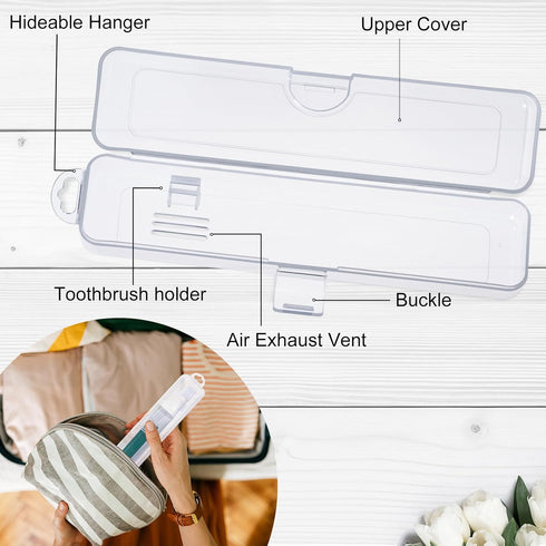 Toothbrush Case 2 Packs, Transparent Travel Holder, Plastic for Toothbrush, 7.87 x 1.85 x 1.18 inches