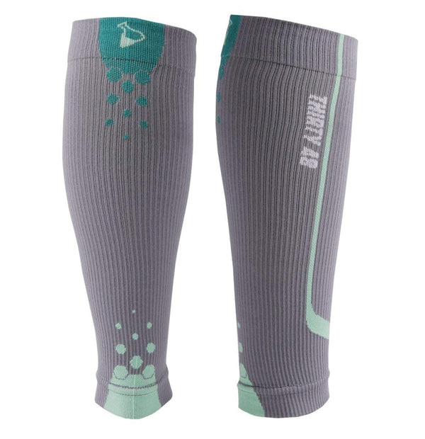 Thirty48 "The Sock Geeks" Cp Series Calf/Shin Splint Guard Compression Sleeves, 1 Pair, Gray/Green, Small