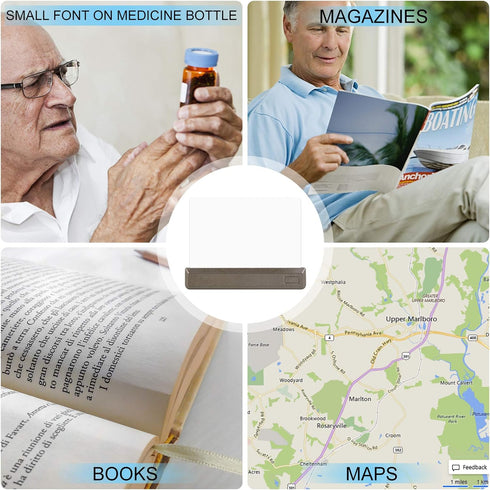 Full Page Magnifier - Ultra Bright 12 LEDs Handheld Magnifying Glass with Adjustable Brightness for Eye-Care and Reading