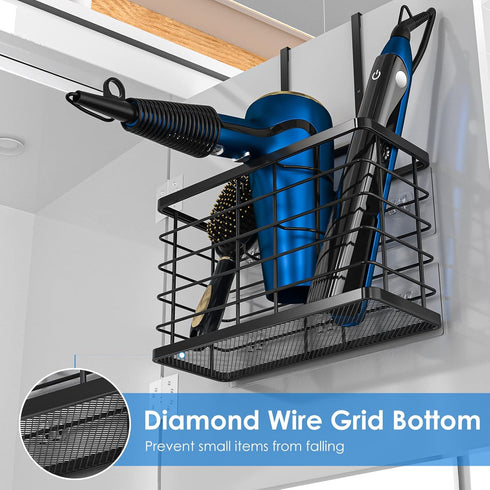 Hair Tool Organizer, 3 in 1 Blow Dryer Holder, Wall Mounted/Cabinet Door Storage for Styling Tools