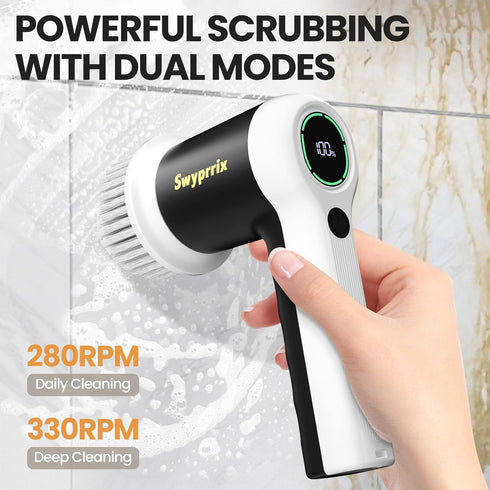IPX7 6 -SD-CTB02 Electric Bathroom Cleaning Brush, Cordless Spin Scrubber Full Body Waterproof with Replaceable Brush