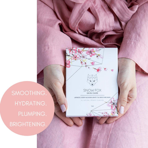 Snow Fox Japanese Cherry Blossom & White Tea Smoothing Mask, 1 Pack for Smooth, Bright Skin Texture