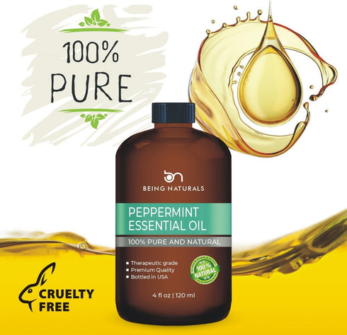 Peppermint Essential Oil - 4 FL OZ - 100% Pure & Natural with Glass Dropper (Premium Peppermint Oil)