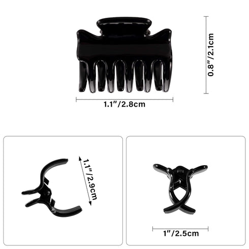 YOHAMA 12 pcs Small Hair Claw Clips 1 inch, Durable Mini Jaw Clip for Kids and Adults, Non-slip Hair Clips Black and