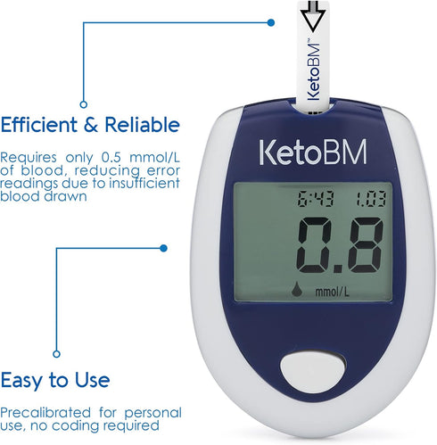 Complete Blood Ketone Meter Kit for Keto Diet Testing - Monitor, Strips, Lancing Device & Lancets